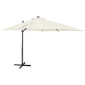 vidaXL Ampelschirm mit Mast und LED-Leuchten Sandfarben 250 cm