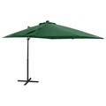 vidaXL Ampelschirm mit Mast und LED-Leuchten Grün 250 cm