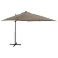 vidaXL Ampelschirm mit Mast und LED-Leuchten Taupe 250 cm