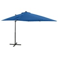 vidaXL Ampelschirm mit Mast und LED-Leuchten Azurblau 250 cm