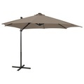 vidaXL Ampelschirm mit Mast und LED-Leuchten Taupe 300 cm