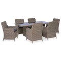 vidaXL, vidaXL 7-tlg. Garten-Essgruppe Poly Rattan Braun