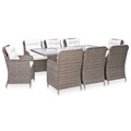 vidaXL, vidaXL 9-tlg. Garten-Essgruppe Poly Rattan Braun