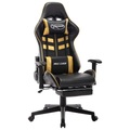 vidaXL, vidaXL Gaming-Stuhl mit Fußstütze Schwarz und Golden Kunstleder