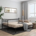 vidaXL, vidaXL Ausziehsofa Bettgestell Schwarz Metall 90x200 cm