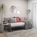 vidaXL, vidaXL Ausziehsofa Bettgestell Grau Metall 90x200 cm
