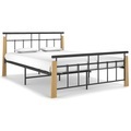 vidaXL Bettgestell Metall und Massivholz Eiche 140x200 cm
