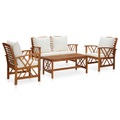 vidaXL 4-tlg. Garten-Lounge-Set mit Auflagen Massivholz Akazie