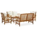vidaXL 5-tlg. Garten-Lounge-Set mit Auflagen Massivholz Akazie