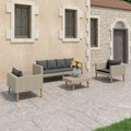 vidaXL, vidaXL 4-tlg. Garten-Lounge-Set mit Auflagen Poly Rattan Beige