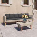 vidaXL, vidaXL 2-tlg. Garten-Lounge-Set mit Auflagen Poly Rattan Beige