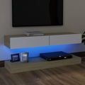 vidaXL TV-Schrank mit LED-Leuchten Weiß Sonoma-Eiche 120x35 cm