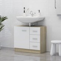 vidaXL Waschbeckenunterschrank Weiß und Sonoma 63x30x54 cm Spanplatte