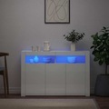 vidaXL Sideboard mit LED-Leuchten Hochglanz-Weiß 115,5x30x75 cm