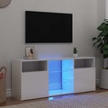 vidaXL TV-Schrank mit LED-Leuchten Hochglanz-Weiß 120x30x50 cm
