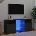vidaXL TV-Schrank mit LED-Leuchten Hochglanz-Grau 120x30x50 cm