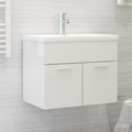 vidaXL Waschbeckenunterschrank Hochglanz-Weiß 60x38,5x46 cm Spanplatte