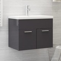 vidaXL Waschbeckenunterschrank Hochglanz-Grau 60x38,5x46 cm Spanplatte