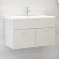 vidaXL Waschbeckenunterschrank Hochglanz-Weiß 80x38,5x46 cm Spanplatte