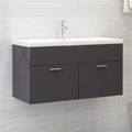 vidaXL Waschbeckenunterschrank Hochglanz-Grau 90x38,5x46 cm Spanplatte
