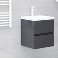 vidaXL Waschbeckenunterschrank Hochglanz-Grau 41x38,5x45 cm Spanplatte