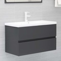 vidaXL Waschbeckenunterschrank Grau 80x38,5x45 cm Spanplatte