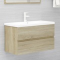 vidaXL Waschbeckenunterschrank Sonoma-Eiche 80x38,5x45 cm Spanplatte