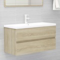 vidaXL Waschbeckenunterschrank Sonoma-Eiche 90x38,5x45 cm Spanplatte