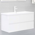 vidaXL Waschbeckenunterschrank Hochglanz-Weiß 90x38,5x45 cm Spanplatte