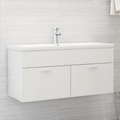 vidaXL Waschbeckenunterschrank Hochglanz-Weiß 100x38,5x46 cm Spanplatte