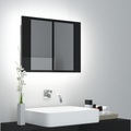 vidaXL LED-Bad-Spiegelschrank Hochglanz-Schwarz 60x12x45 cm