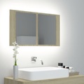 vidaXL LED-Bad-Spiegelschrank Sonoma-Eiche 80x12x45 cm