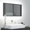 vidaXL LED-Bad-Spiegelschrank Hochglanz-Grau 80x12x45 cm