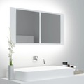 vidaXL LED-Bad-Spiegelschrank Weiß 90x12x45 cm