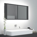 vidaXL LED-Bad-Spiegelschrank Grau 90x12x45 cm