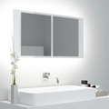 vidaXL LED-Bad-Spiegelschrank Hochglanz-Weiß 90x12x45 cm