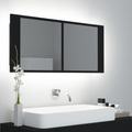 vidaXL LED-Bad-Spiegelschrank Schwarz 100x12x45 cm