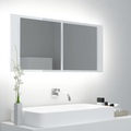 vidaXL LED-Bad-Spiegelschrank Hochglanz-Weiß 100x12x45 cm