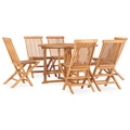 vidaXL 7-tlg. Garten-Essgruppe Klappbar Massivholz Teak