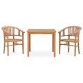vidaXL 3-tlg. Garten-Essgruppe Teak Massivholz