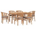 vidaXL 7-tlg. Garten-Essgruppe mit Kissen Massivholz Teak