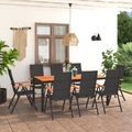 vidaXL 9-tlg. Garten-Essgruppe Schwarz und Braun