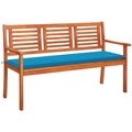 vidaXL 3-Sitzer-Gartenbank mit Auflage 150 cm Massivholz Eukalyptus