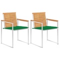 vidaXL Gartenstühle mit Kissen 2 Stk. Massivholz Teak und Stahl