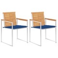 vidaXL Gartenstühle mit Kissen 2 Stk. Massivholz Teak und Stahl