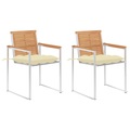 vidaXL Gartenstühle mit Kissen 2 Stk. Massivholz Teak und Stahl