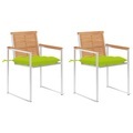 vidaXL Gartenstühle mit Kissen 2 Stk. Massivholz Teak und Stahl