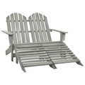 vidaXL 2-Sitzer Adirondack-Gartenbank mit Fußstütze Tannenholz Grau