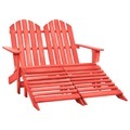 vidaXL 2-Sitzer Adirondack-Gartenbank mit Fußstütze Tannenholz Rot