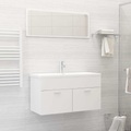 vidaXL 2-tlg. Badmöbel-Set Weiß Spanplatte